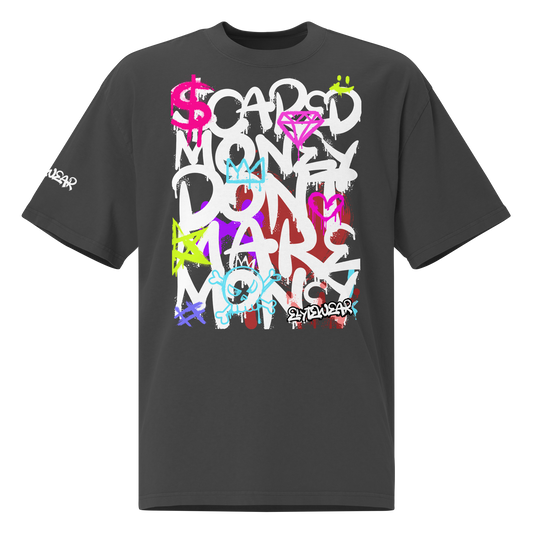 ELYTEWEAR Oversized 'Scared Money' Graffiti Faded Tee