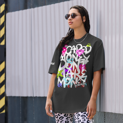 ELYTEWEAR Oversized 'Scared Money' Graffiti Faded Tee