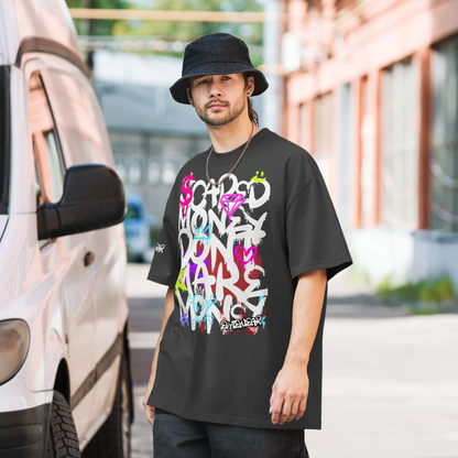 ELYTEWEAR Oversized 'Scared Money' Graffiti Faded Tee